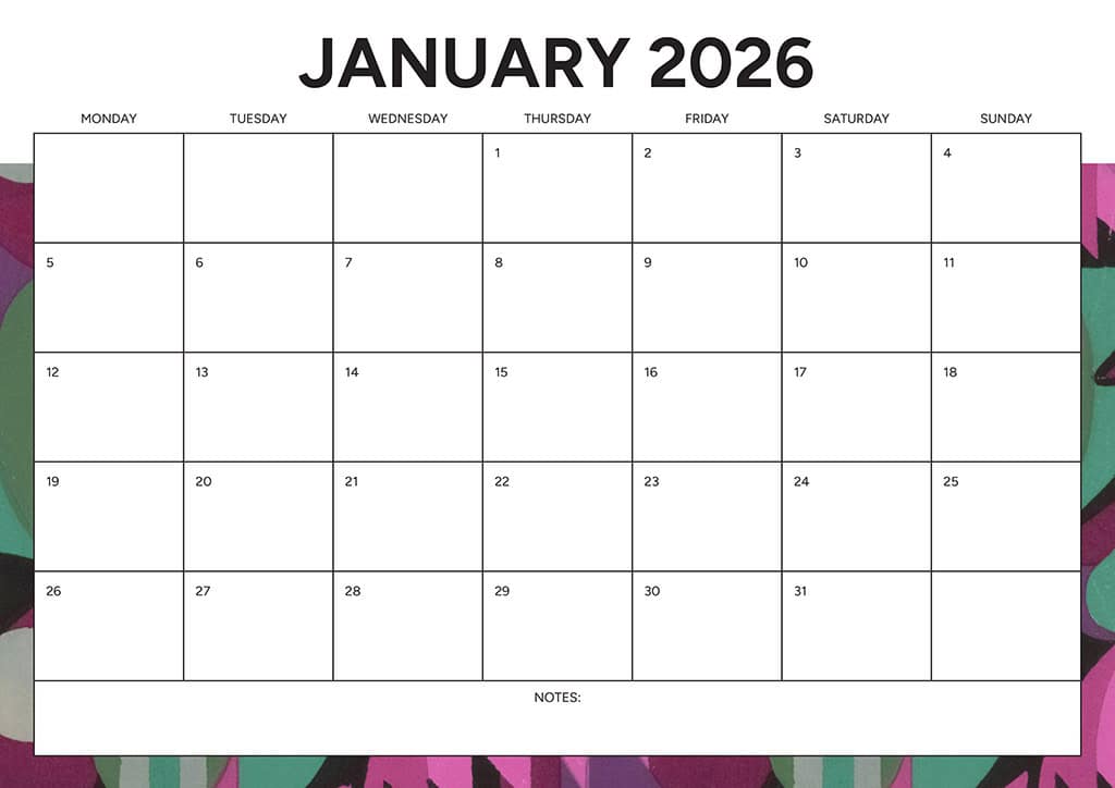Free 2026 Calendars — 90 Printable Options — Sunday &amp; Monday Starts, Oh So Lovely Blog