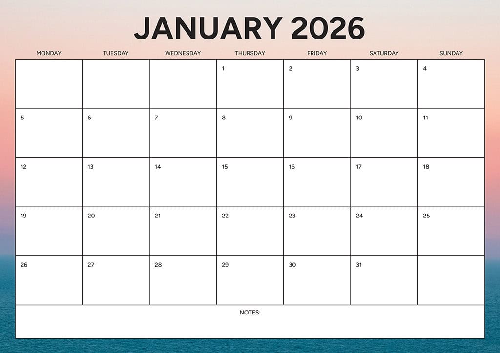 Free 2026 Calendars — 90 Printable Options — Sunday &amp; Monday Starts, Oh So Lovely Blog