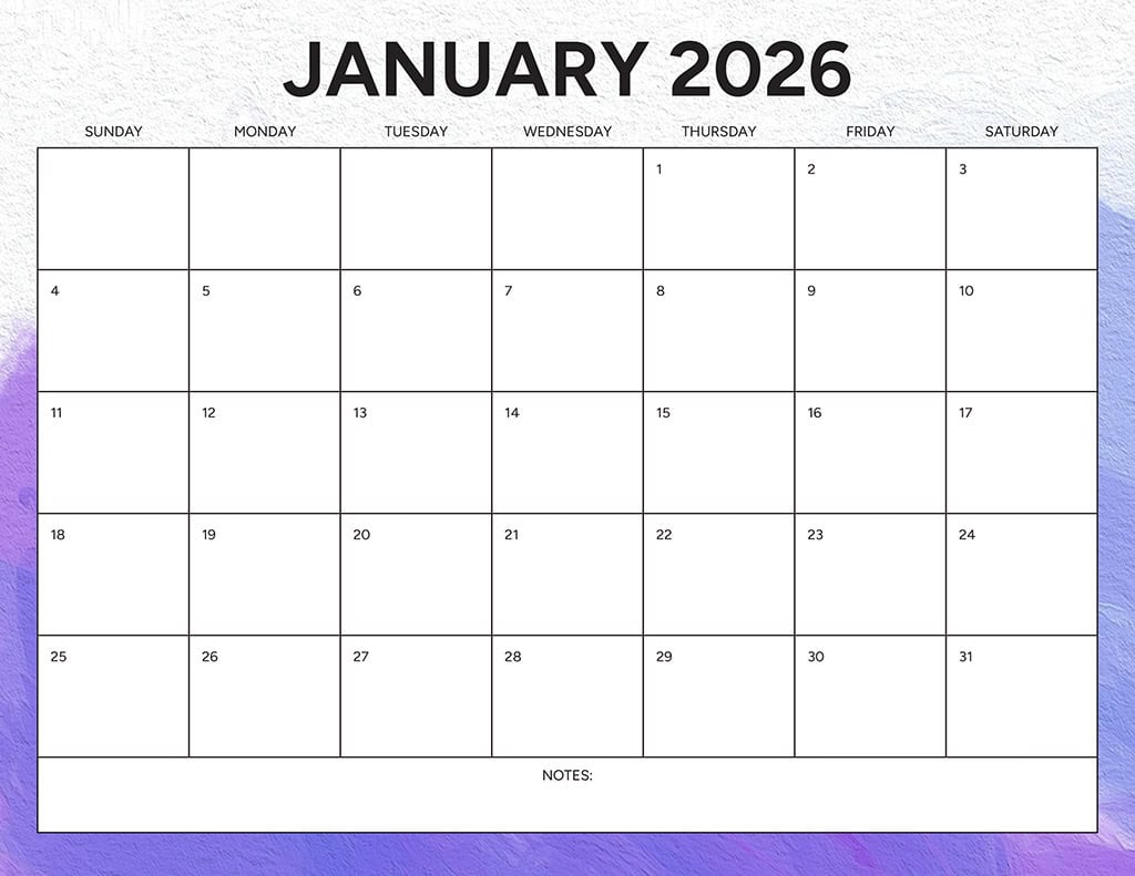 Free 2026 Calendars — 90 Printable Options — Sunday &amp; Monday Starts, Oh So Lovely Blog