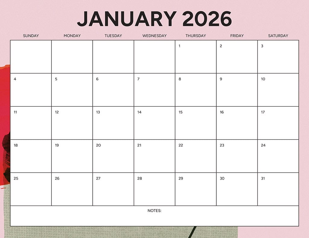 Free 2026 Calendars — 90 Printable Options — Sunday &amp; Monday Starts, Oh So Lovely Blog
