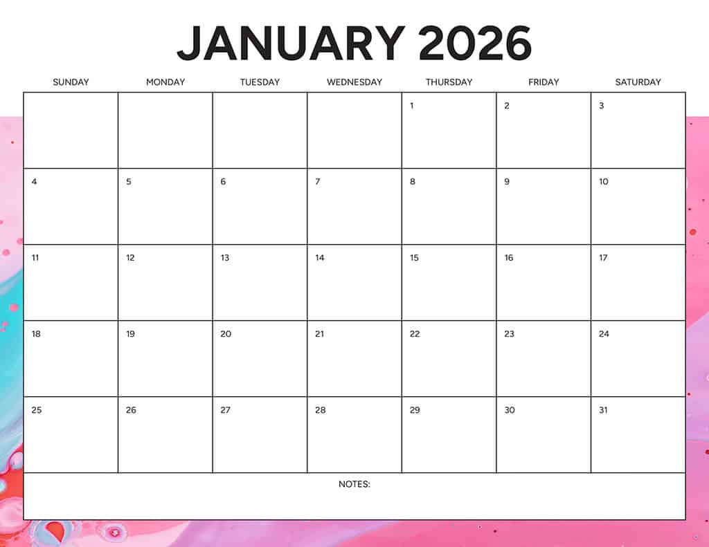 Free 2026 Calendars — 90 Printable Options — Sunday &amp; Monday Starts, Oh So Lovely Blog