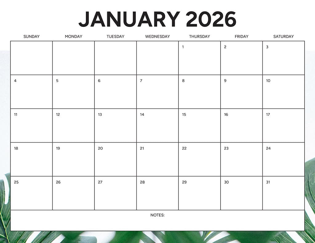 Free 2026 Calendars — 90 Printable Options — Sunday &amp; Monday Starts, Oh So Lovely Blog