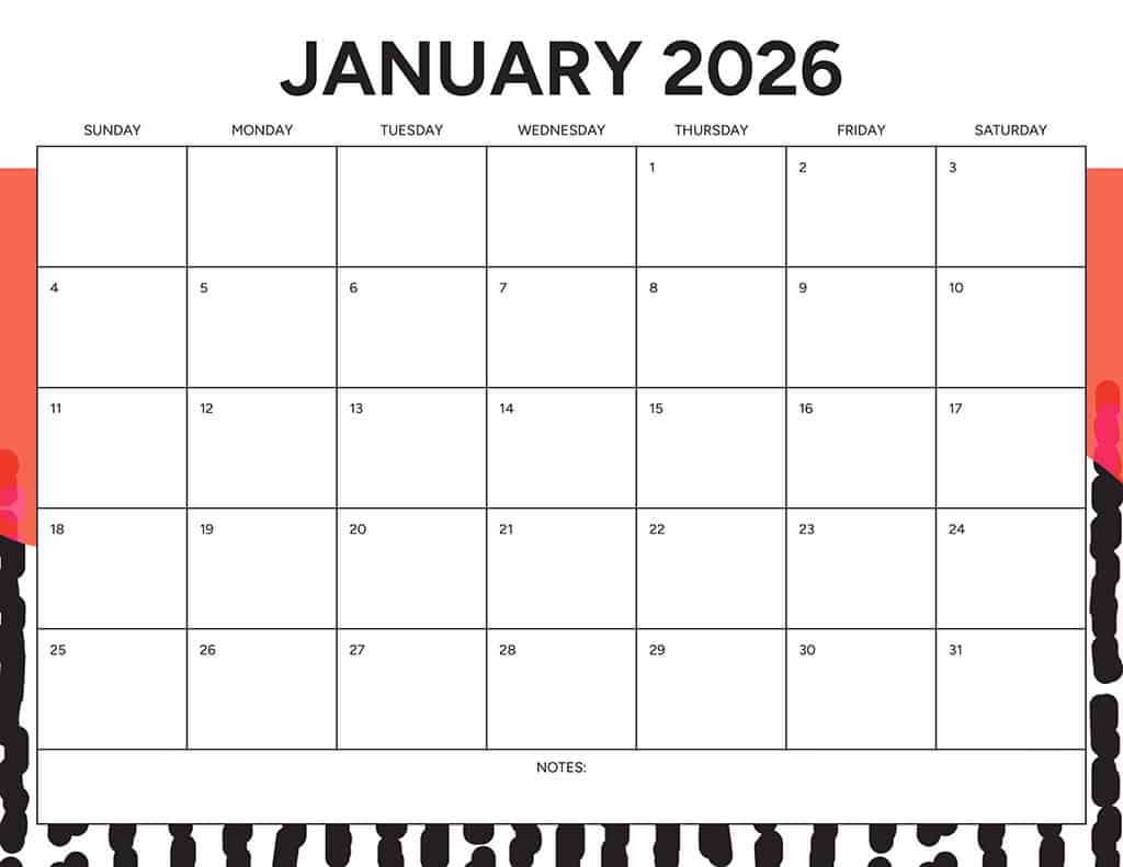 Free 2026 Calendars — 90 Printable Options — Sunday &amp; Monday Starts, Oh So Lovely Blog