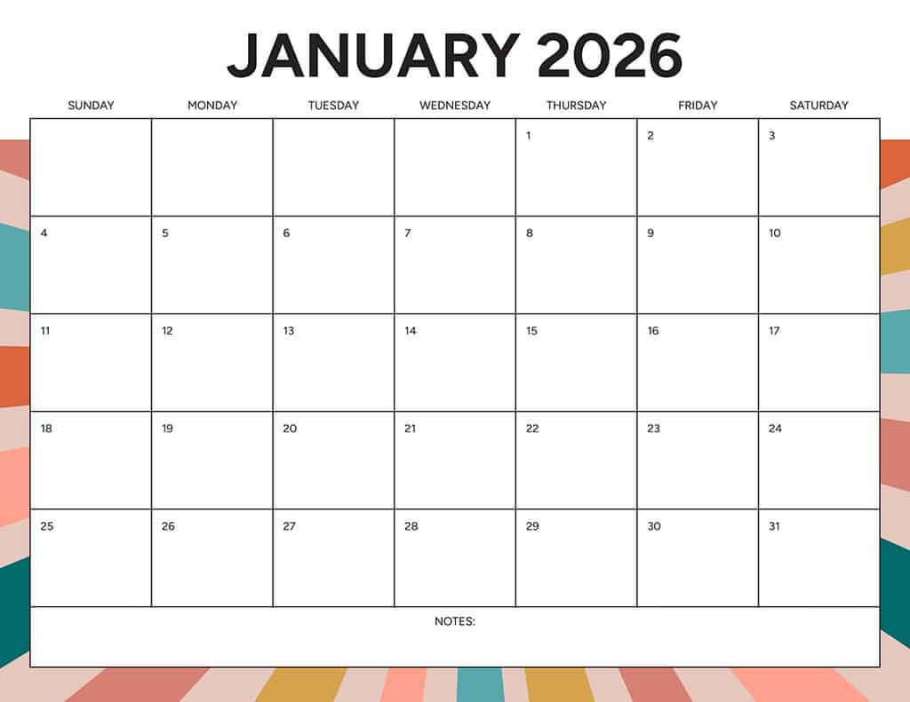 Free 2026 Calendars — 90 Printable Options — Sunday &amp; Monday Starts, Oh So Lovely Blog