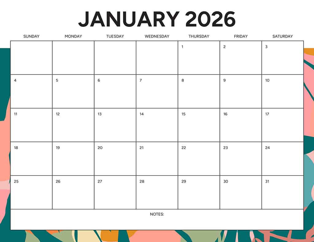 Free 2026 Calendars — 90 Printable Options — Sunday &amp; Monday Starts, Oh So Lovely Blog