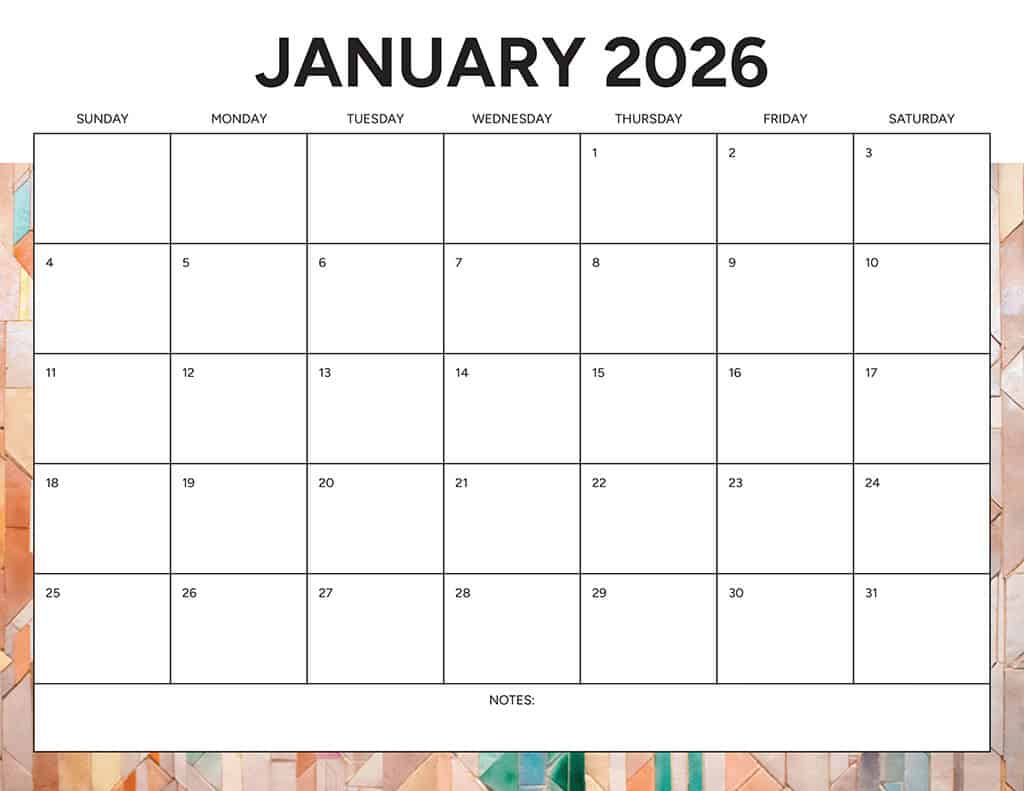Free 2026 Calendars — 90 Printable Options — Sunday &amp; Monday Starts, Oh So Lovely Blog