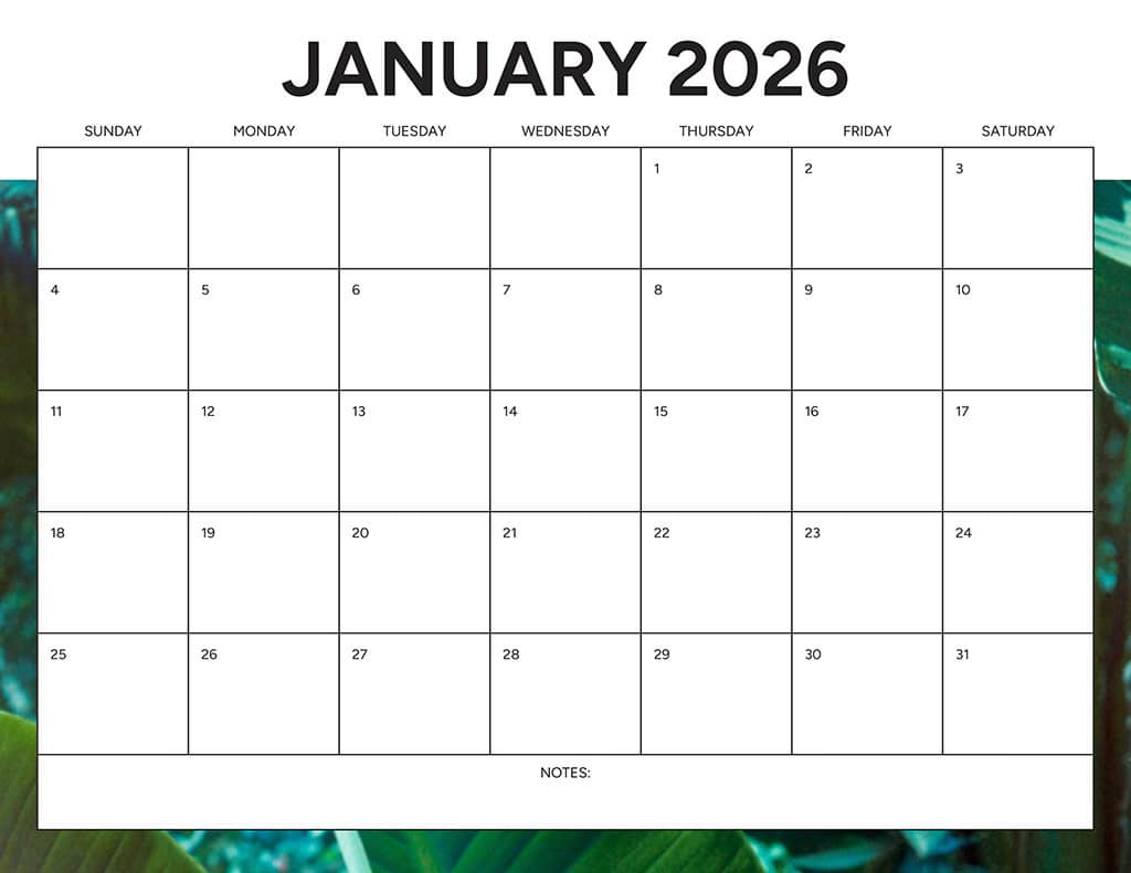 Free 2026 Calendars — 90 Printable Options — Sunday &amp; Monday Starts, Oh So Lovely Blog
