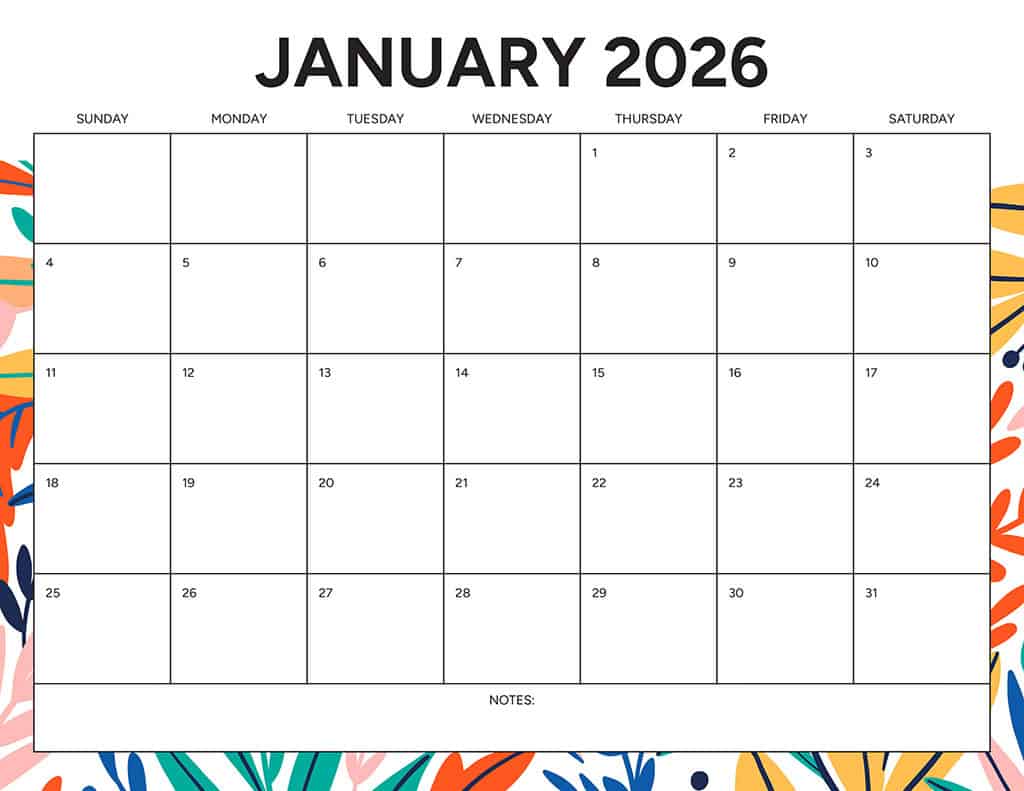 Free 2026 Calendars — 90 Printable Options — Sunday &amp; Monday Starts, Oh So Lovely Blog