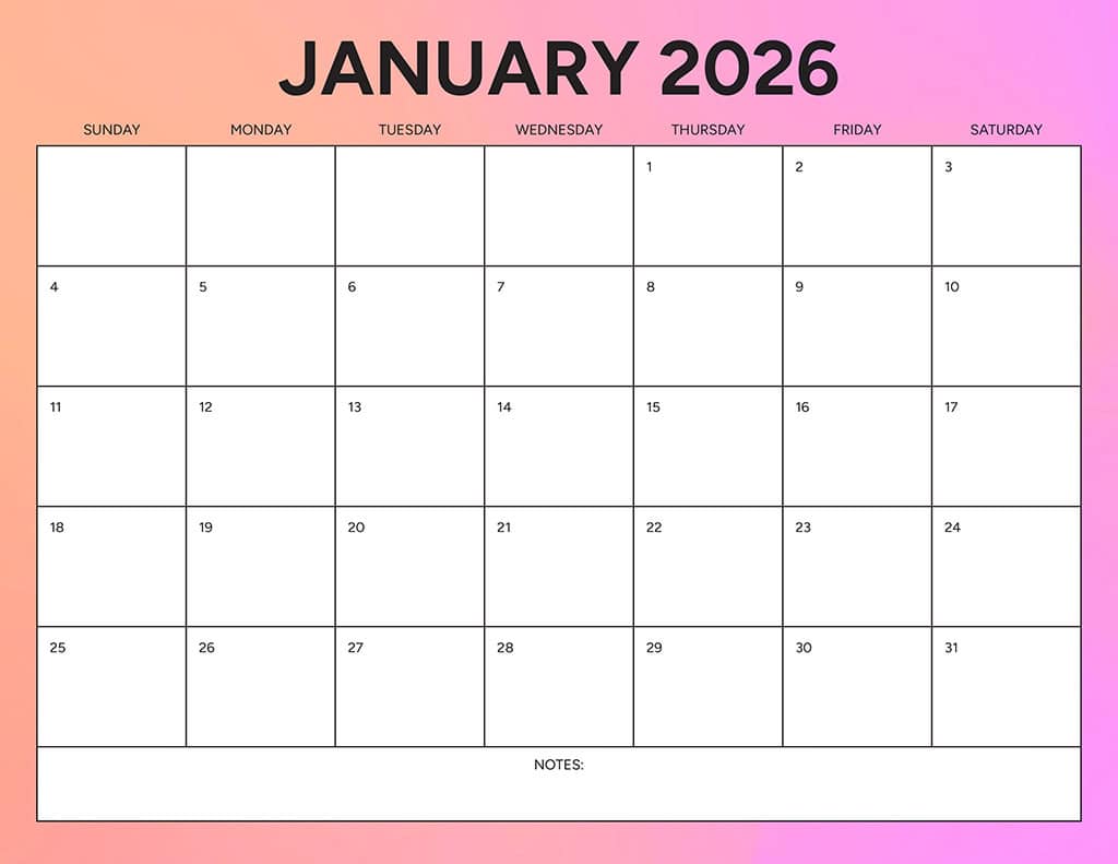 Free 2026 Calendars — 90 Printable Options — Sunday &amp; Monday Starts, Oh So Lovely Blog
