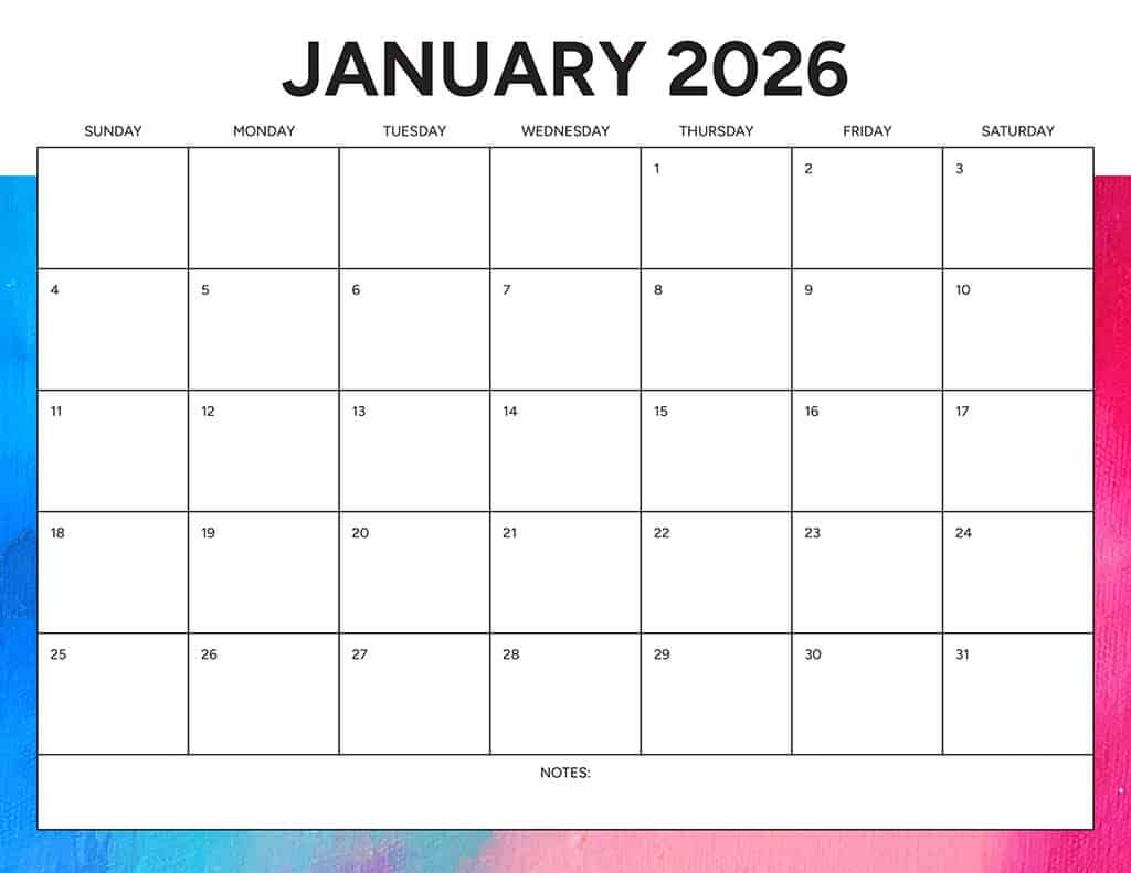 Free 2026 Calendars — 90 Printable Options — Sunday &amp; Monday Starts, Oh So Lovely Blog