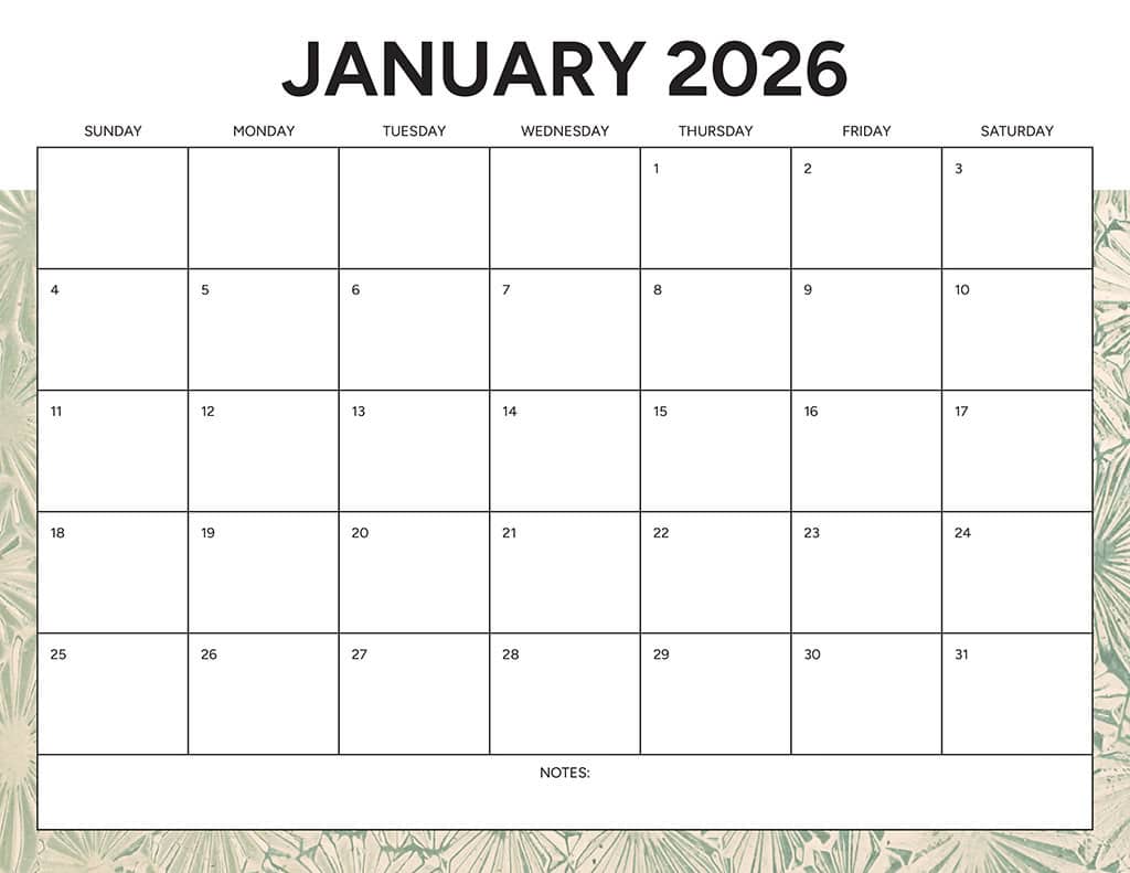 Free 2026 Calendars — 90 Printable Options — Sunday &amp; Monday Starts, Oh So Lovely Blog