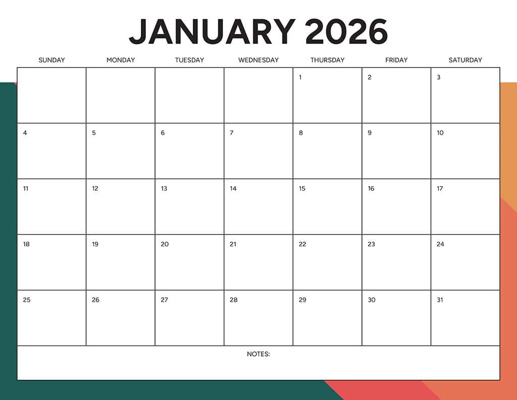Free 2026 Calendars — 90 Printable Options — Sunday &amp; Monday Starts, Oh So Lovely Blog