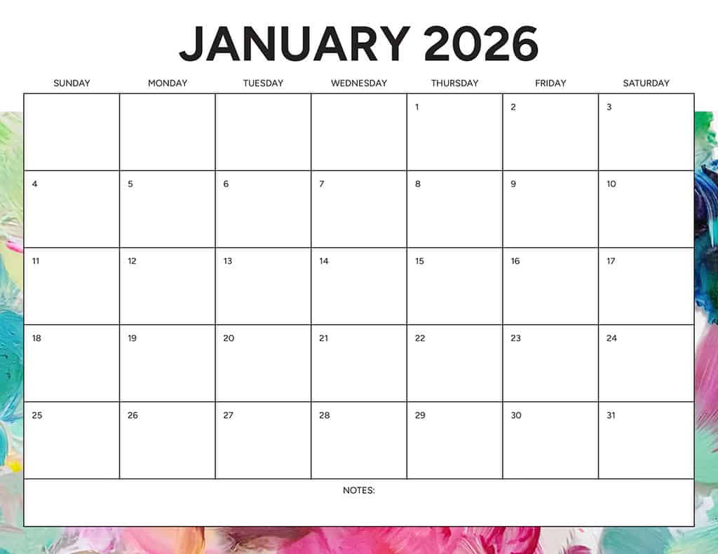 Free 2026 Calendars — 90 Printable Options — Sunday &amp; Monday Starts, Oh So Lovely Blog