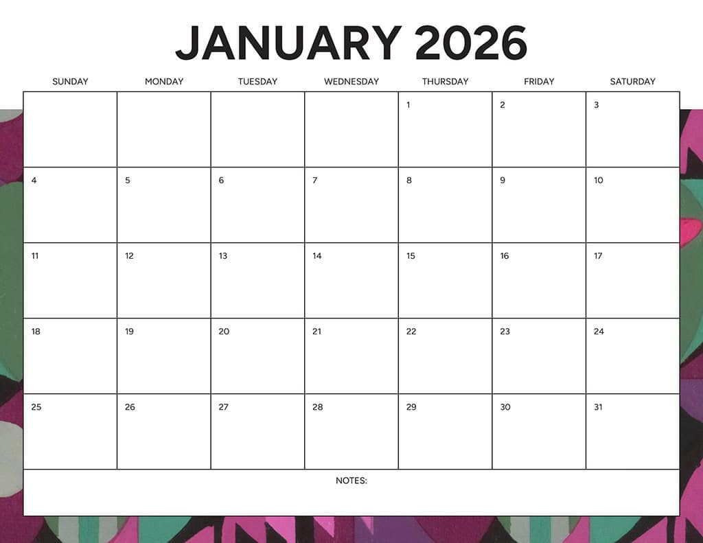 Free 2026 Calendars — 90 Printable Options — Sunday &amp; Monday Starts, Oh So Lovely Blog