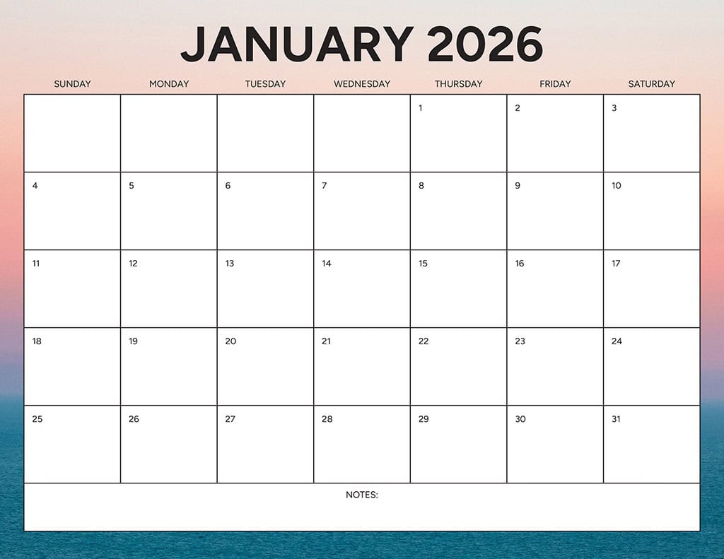 Free 2026 Calendars — 90 Printable Options — Sunday &amp; Monday Starts, Oh So Lovely Blog